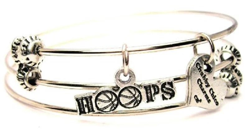 Hoops Basketball Triple Style Expandable Bangle Bracelet