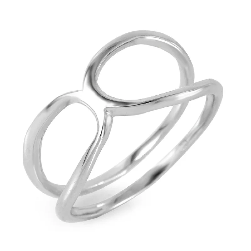 Silver 925 Rhodium Plated Open Pringle Hyperbolic Paraboloid Ring - BGR00958