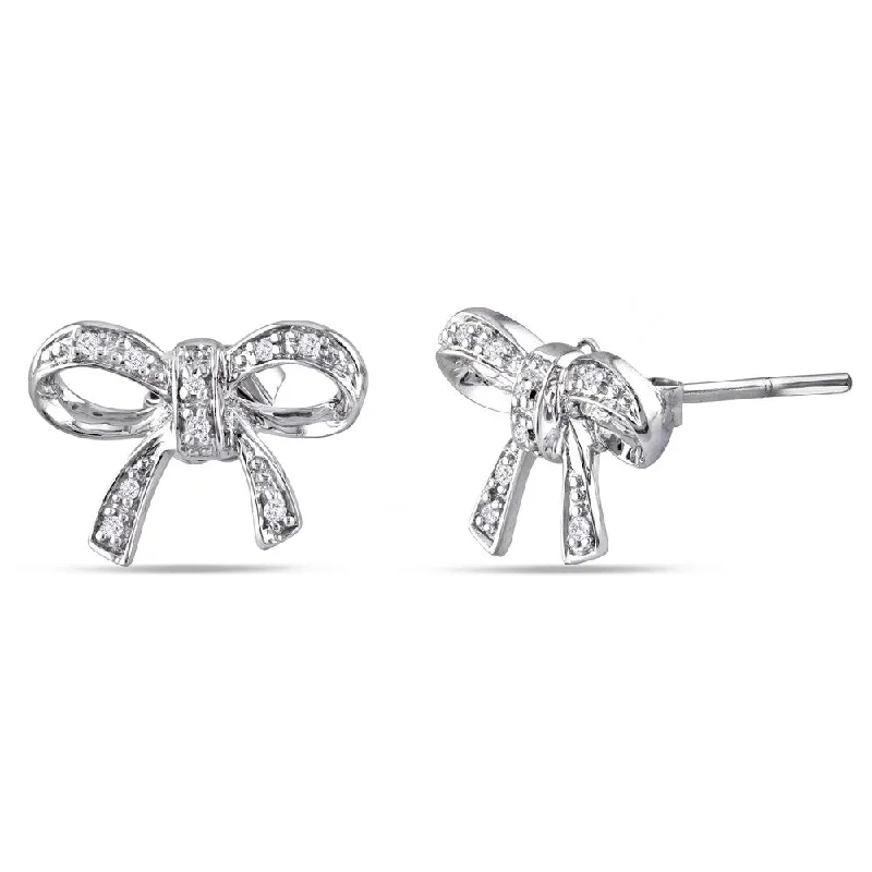 Miadora Sterling Silver Diamond Accent Bow Stud Earrings