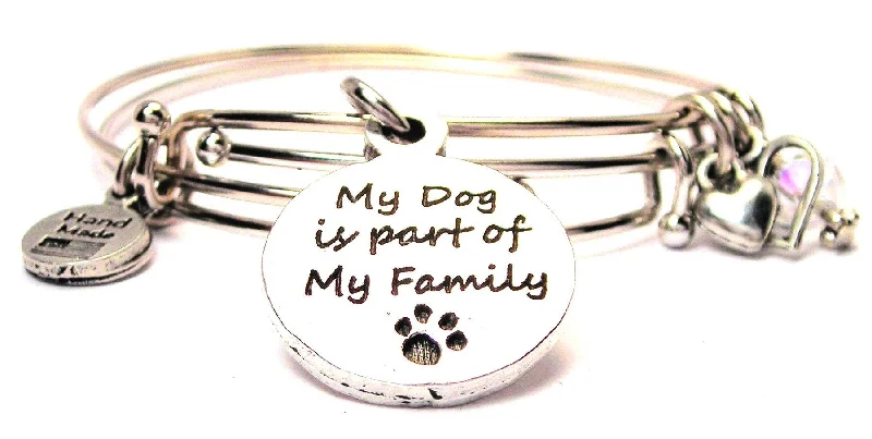 My Dog Is Part Of My Family Expandable Bangle Bracelet Set