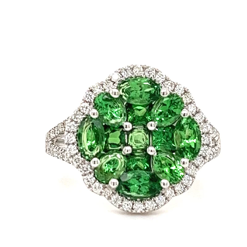 Tsavorite and Diamond Ring