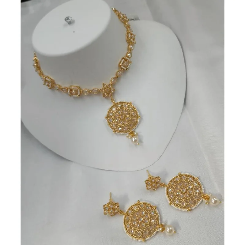 Akruti Collection Gold Plated Reverse AD Necklace Set