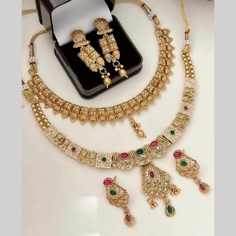 FS Collection Gold Plated Pota Stone Necklace Combo