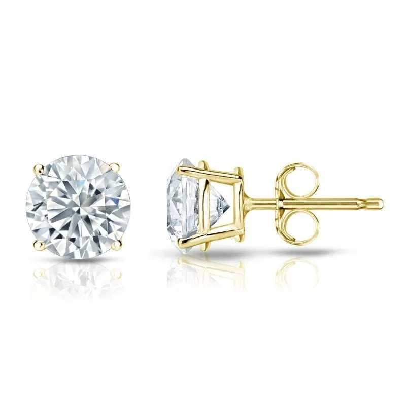 Auriya 18k Gold GIA Certified 3 carat TW Round Diamond Stud Earrings