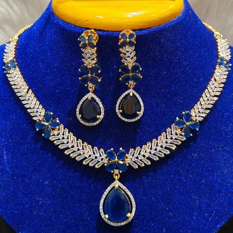 Jain Jewellers Gold Plated AD Necklace Set