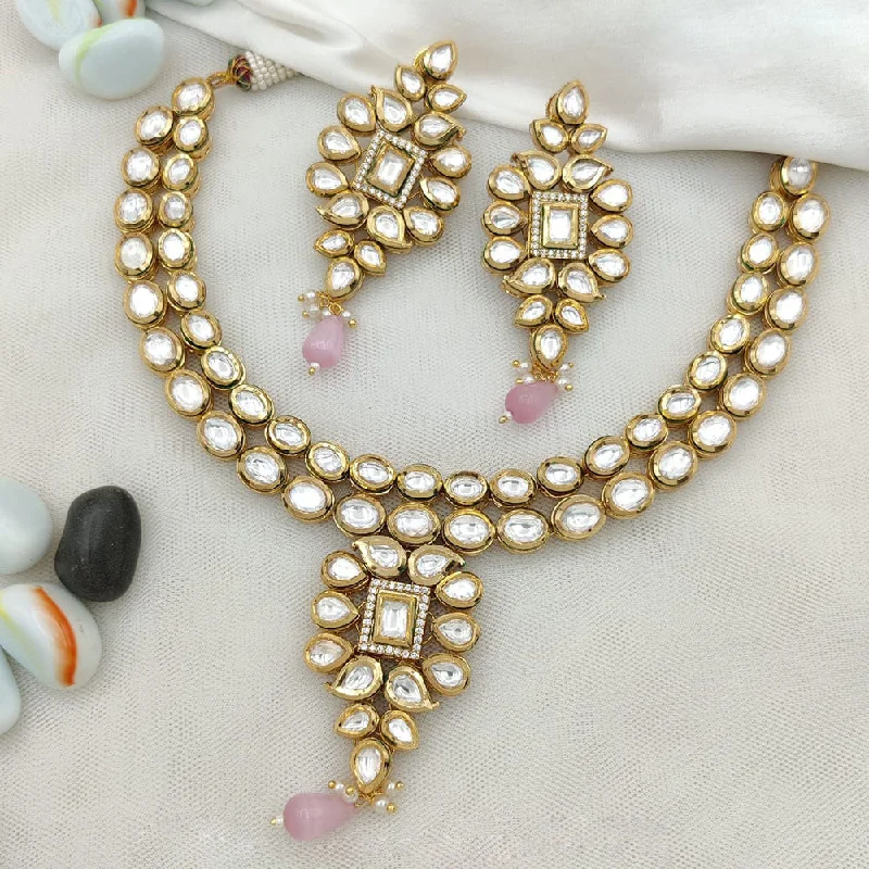 Jewel Addiction Gold Plated Polki Kundan Necklace Set