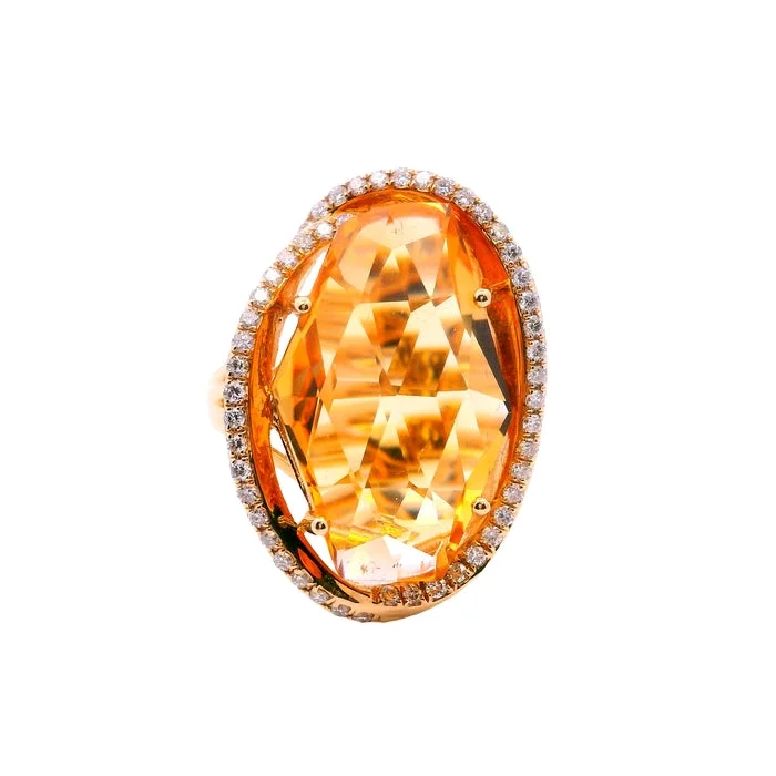 Mountz Collection Citrine and Diamond Ring in 14K Yellow Gold