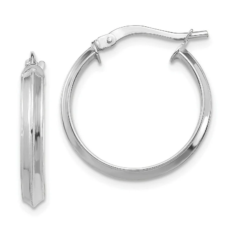 Curata 14k White Gold Polished 3mm Hoop Earrings