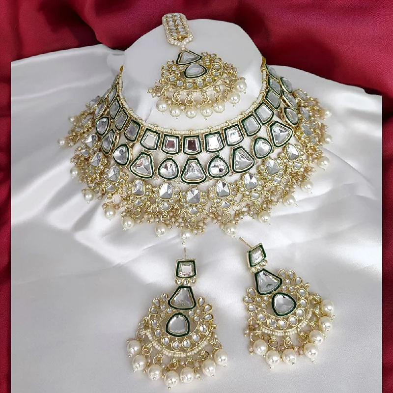 Gehana Mahal Gold Plated Kundan Stone Choker Necklace Set