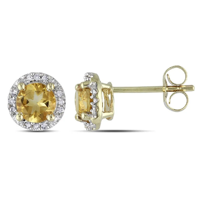 Miadora 10k Yellow Gold 7/8ct TGW Citrine and Diamond Accent Earrings