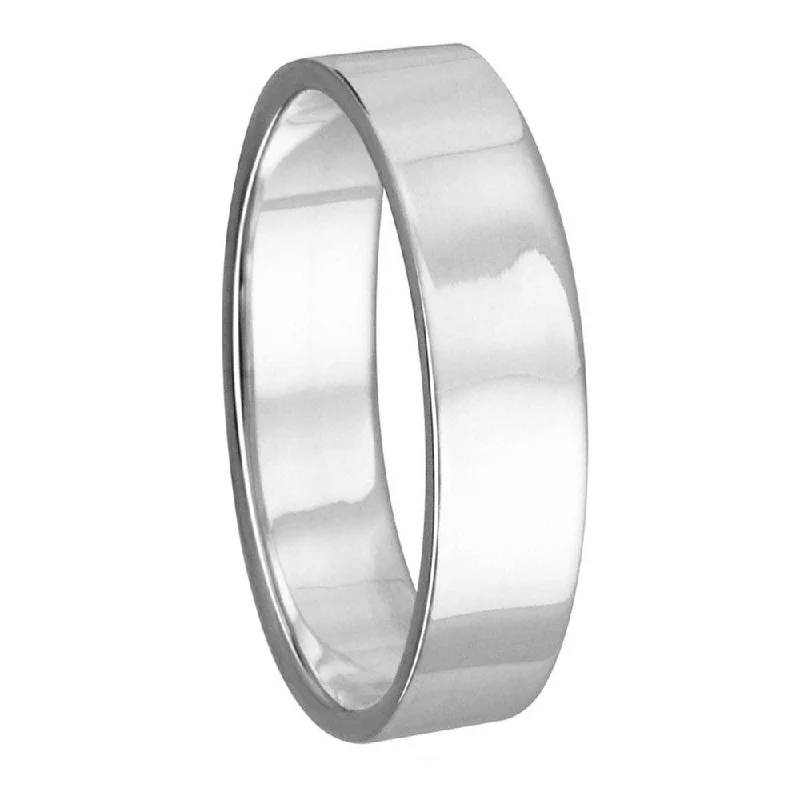 High Polished 925 Sterling Silver Plain Wedding Band Flat Ring - RING02-2MM