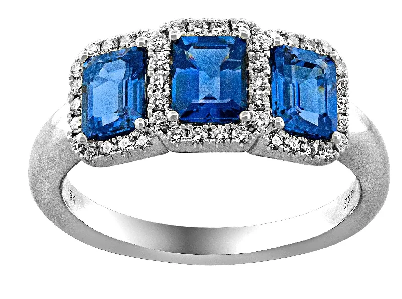 Sapphire Pavé Diamond Ring