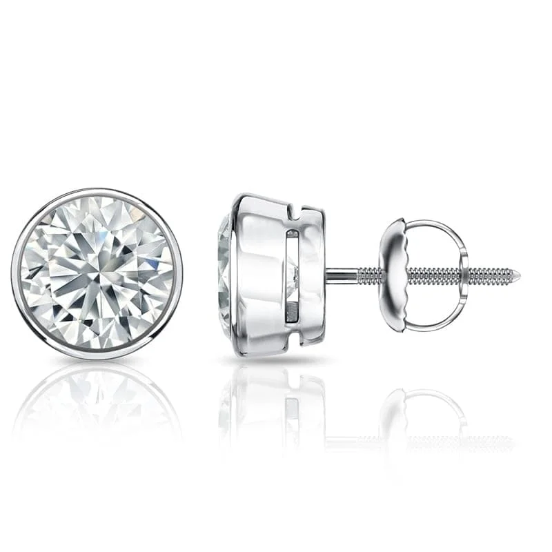 Auriya 14k Gold Certified 4.00 ct. TDW Bezel Set Round Diamond Stud Earrings