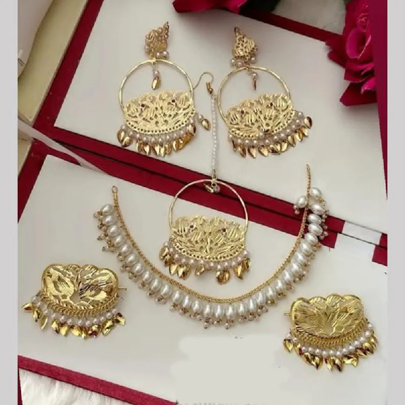 FS Collection Gold Plated Pearl  Necklace Set