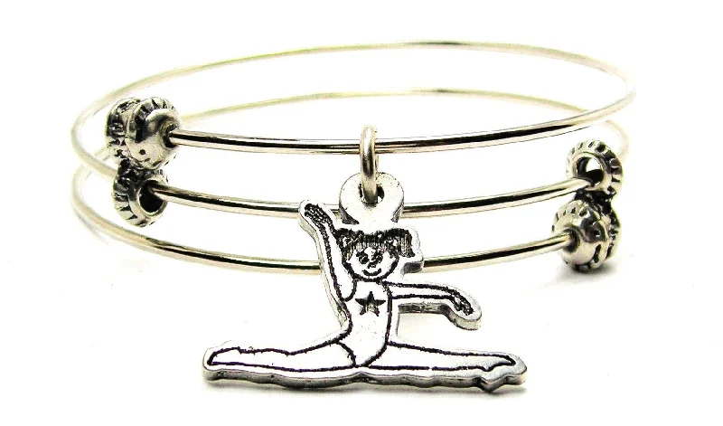 Little Gymnastics Girl Triple Style Expandable Bangle Bracelet