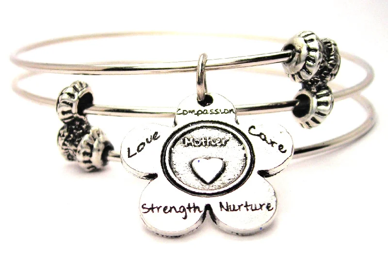 The Mother Flower Small Triple Style Expandable Bangle Bracelet