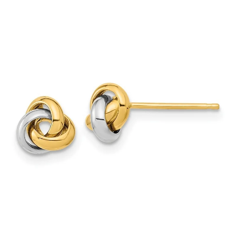 Curata 14k Two tone Gold 7mm Polished Love Knot Post Earrings