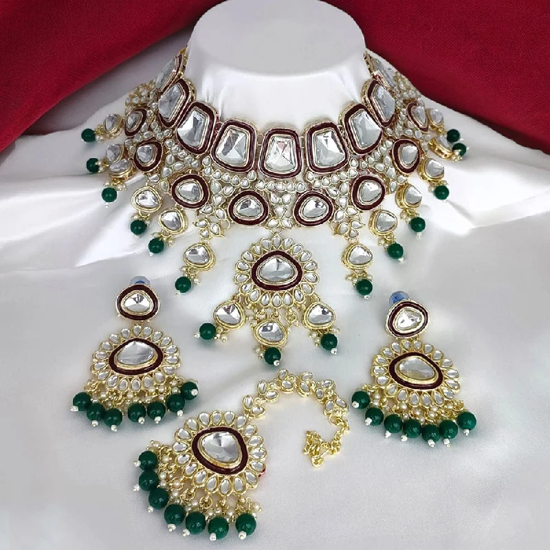 Gehana Mahal Gold Plated Kundan Stone Choker Necklace Set