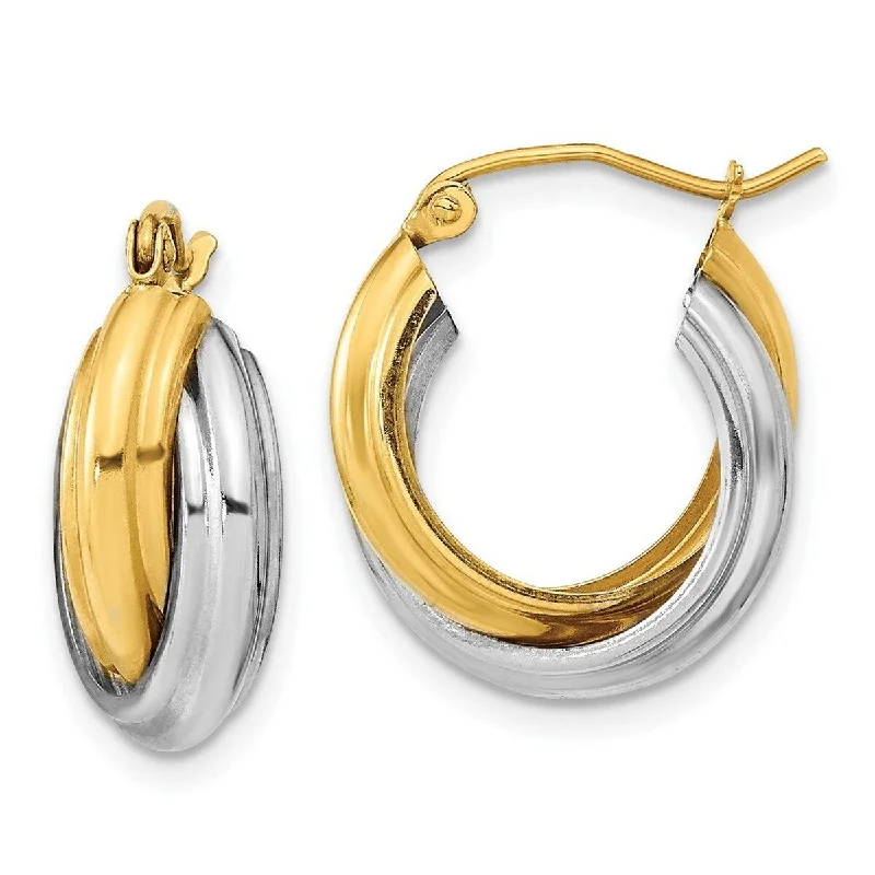 Curata 10k Two tone Gold Polished Double Hoop Earrings 20.81x8mm