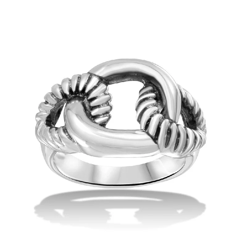 High Polished 925 Sterling Silver Linked Rope Ring - CR00716