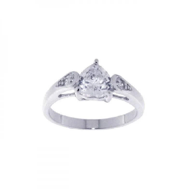 Silver 925 Rhodium Plated Clear Center CZ Ring - STR00579