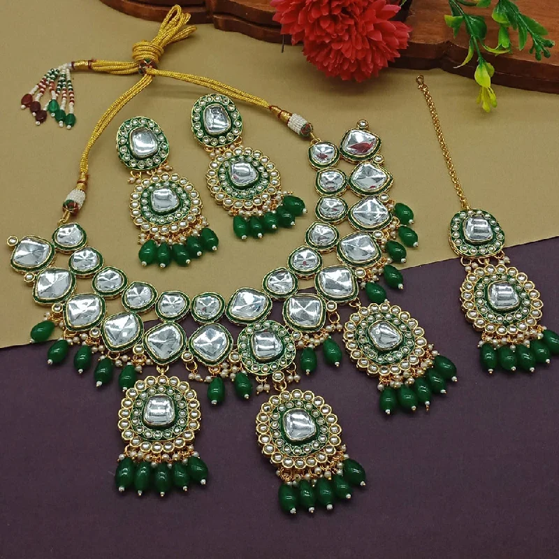 Gehana Mahal Gold Plated Kundan Stone Necklace Set