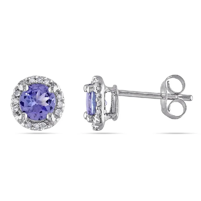 Miadora 10k White Gold Tanzanite and Diamond Accent Round Stud Earrings