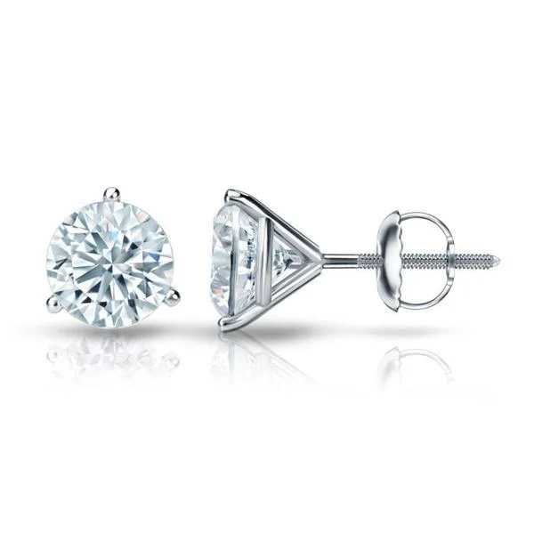 Auriya 18k Gold Certified 4.70 carat TDW 3-Prong Martini Round Diamond Stud Earrings