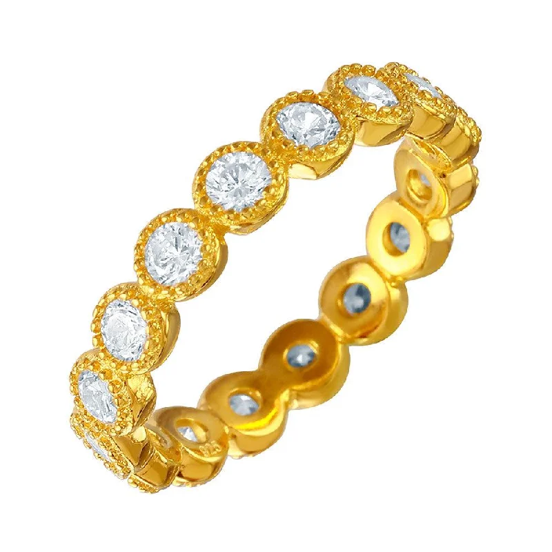 Silver 925 Gold Plated Stackable CZ Ring - GMR00064GP