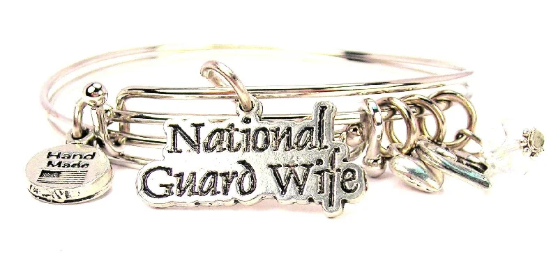 National Guard Wife Expandable Bangle Bracelet Set