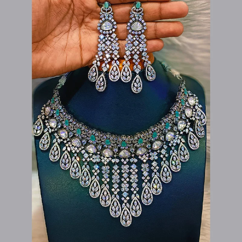 Jain Jewellers Oxidised Plated AD Necklace Set