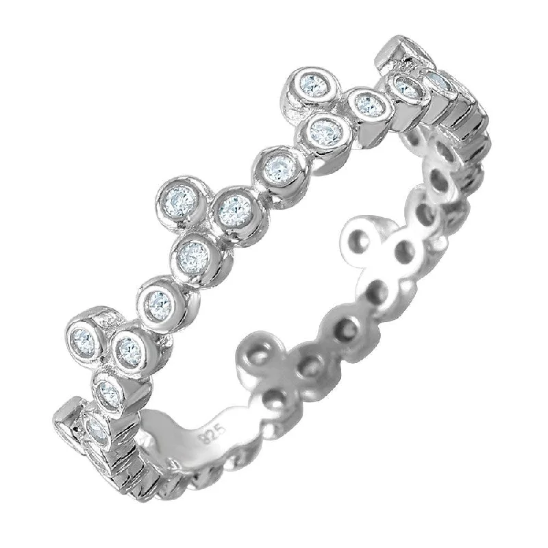 Silver 925 Rhodium Plated CZ Stackable Eternity Ring - GMR00075