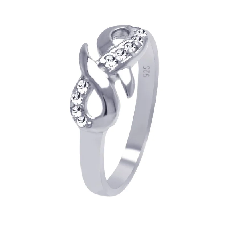 Silver 925 Rhodium Plated CZ Infinity Ribbon Ring - AAR0033