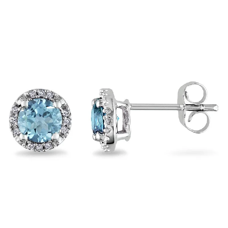 Miadora 10k White Gold 1ct TGW Blue Topaz and Diamond Accent Earrings