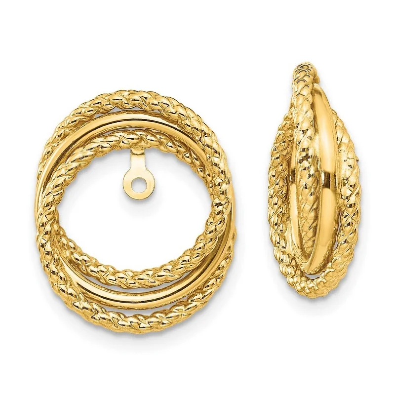 Curata 14k Yellow Gold Textured Twisted Fancy Earrings Jackets 16x12mm