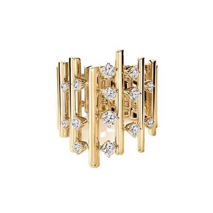 Hearts On Fire Barre Multi-Row Diamond Ring in 18K Yellow Gold