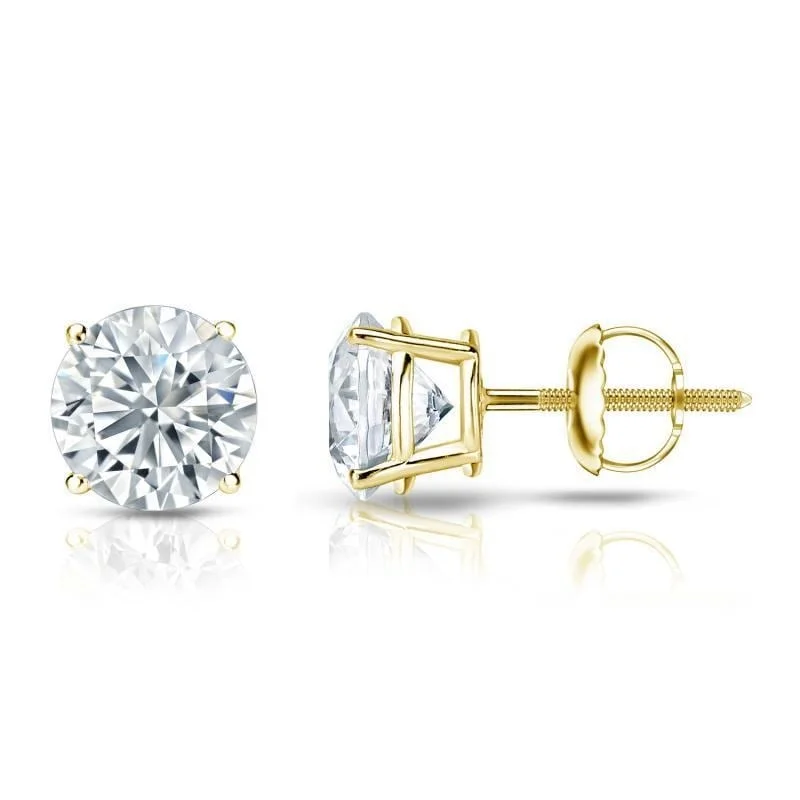 Auriya 18k Gold GIA Certified 4.50 carat TW Round Diamond Stud Earrings