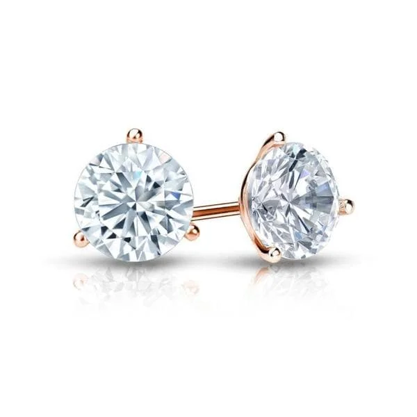 Auriya 14k Gold GIA Certified 3.70 carat TDW Bezel Set Round Diamond Stud Earrings