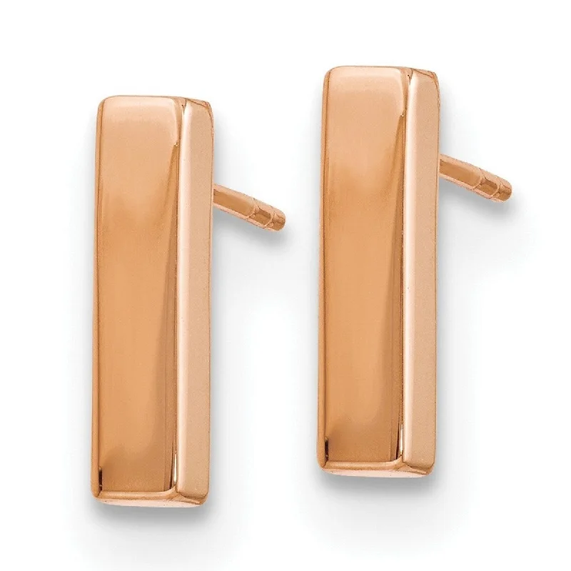 Curata 14k Rose Gold Polished Bar Post Earrings - 12.5x3mm