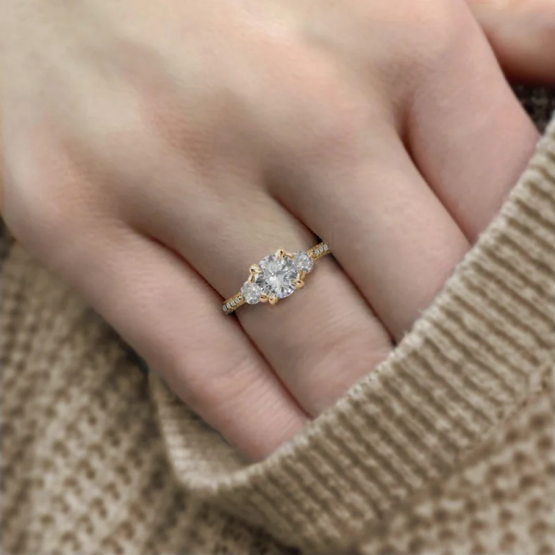 "The Raleigh" Three Stone Semi-Mount Diamond Ring