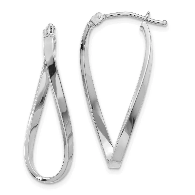 Curata 14k White Gold Hinged Polished Small Twisted Earrings (2mm x 30mm)