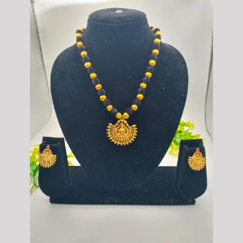 Shree Chamunda Jewellers Gold Plated Beads And Temple Necklace Set