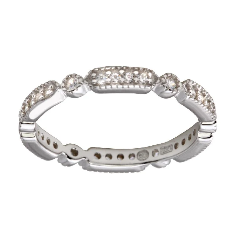 Rhodium Plated 925 Sterling Silver CZ Eternity Ring - BGR01186RHD