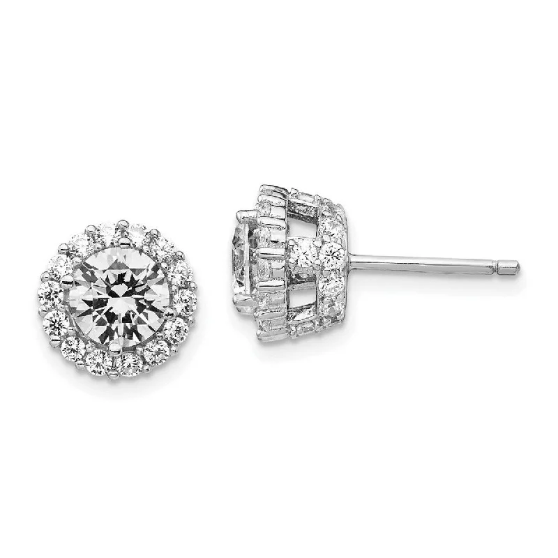 Curata 925 Sterling Silver CZ Cubic Zirconia Round Post Earrings - 10x10mm Wide