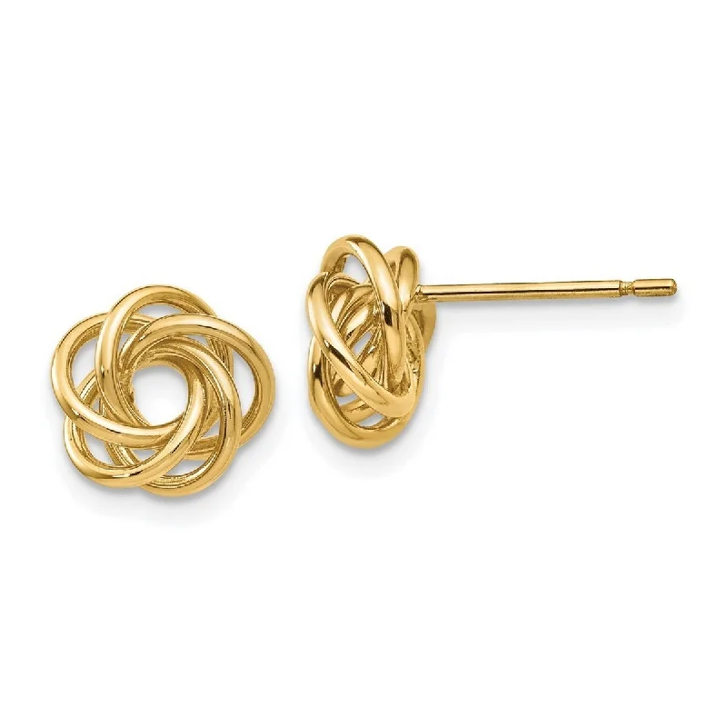 Curata 14k Yellow Gold 12mm Polished Loose Love Knot Post Earrings