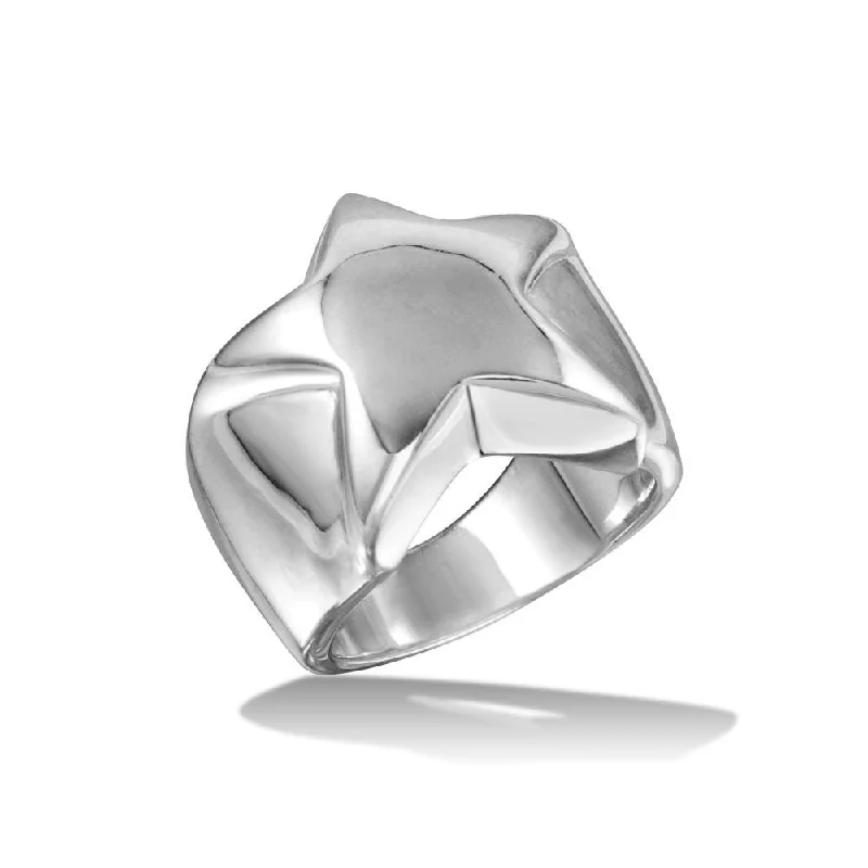 High Polished 925 Sterling Silver Star Ring - CR00721