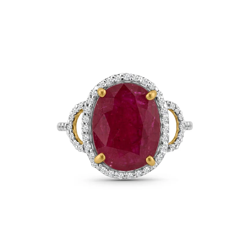 Ruby & Diamond Ring In 18K Yellow Gold