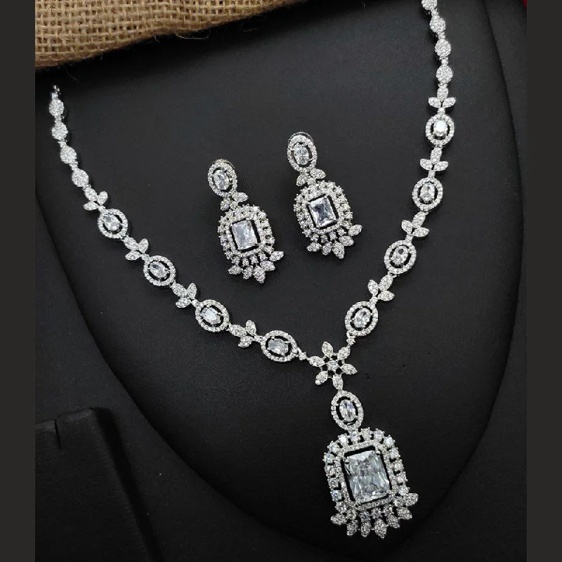 Aamrapali Silver Plated  AD Necklace Set