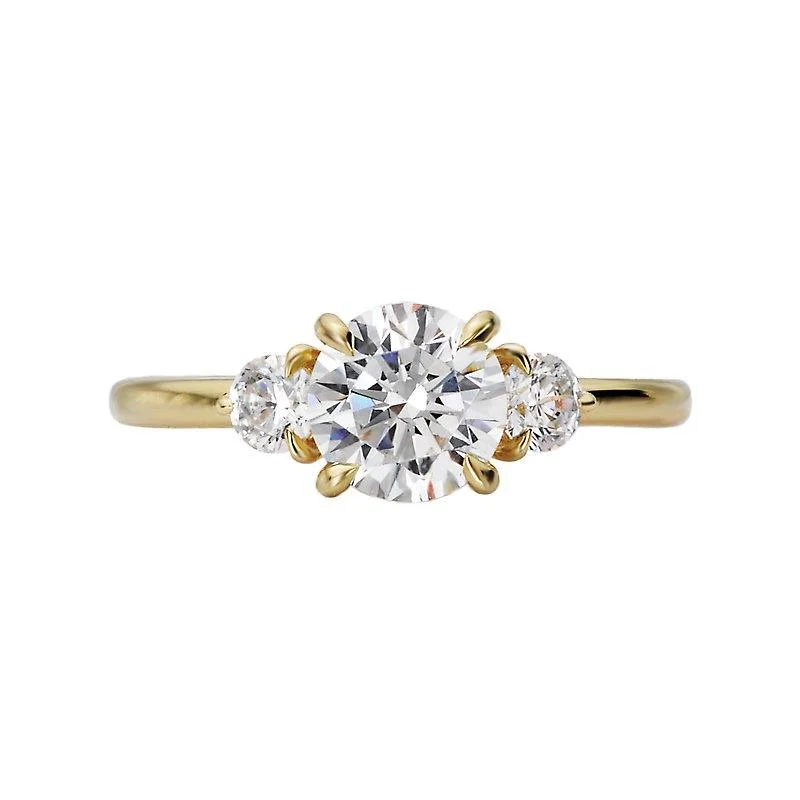 "The Kelly" Round Shape Three Stone  Semi-Mount Diamond Ring