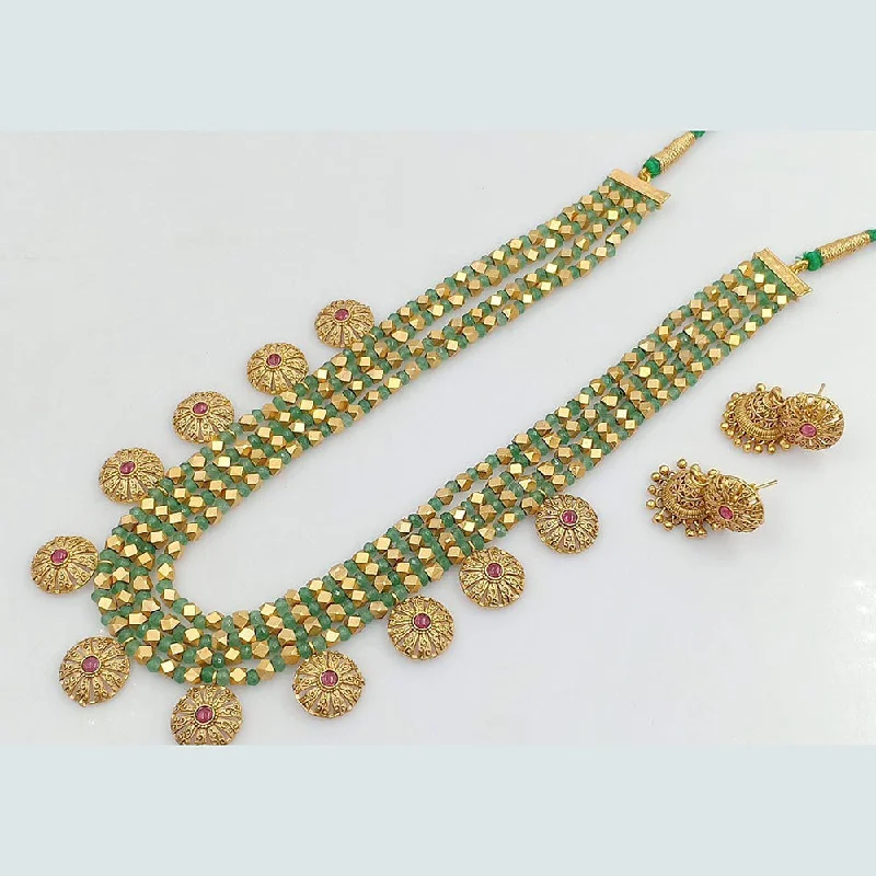 Rani Sati Jewels Gold Plated Pota Beads Long Necklace Set